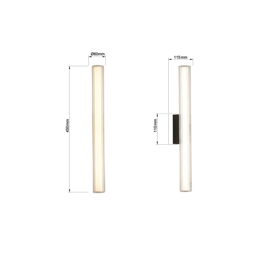 Éclairage LED pour miroir de salle de bain LINEA, 8 W, 230 V, 3000/4000/6000 K, IP44, 45 cm, noir