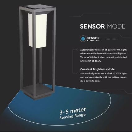 Éclairage solaire avec détecteur SAMSUNG CHIP LED/2W/3,7V IP65 2600 mAh