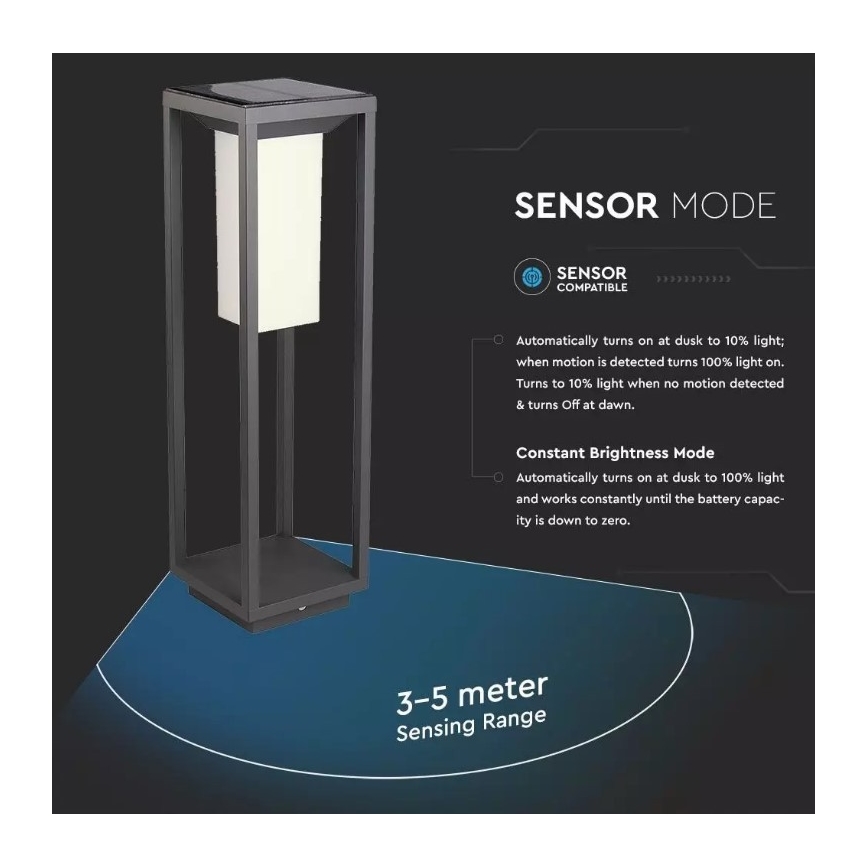 Éclairage solaire avec détecteur SAMSUNG CHIP LED/2W/3,7V IP65 2600 mAh