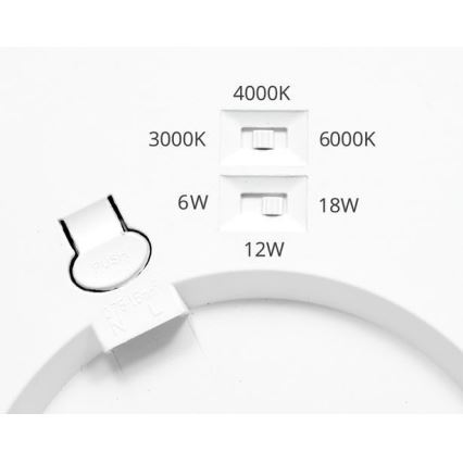 Spot encastrable à intensité variable avec détecteur LEXA LED/6/12/18W/230V 3000/4000/6000K d. 22,5 cm noir