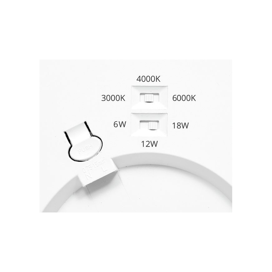 Spot encastrable à intensité variable avec détecteur LEXA LED/6/12/18W/230V 3000/4000/6000K d. 22,5 cm noir