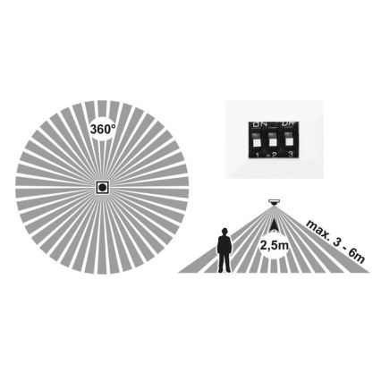 Spot encastrable à intensité variable avec détecteur LEXA LED/6/12/18W/230V 3000/4000/6000K d. 22,5 cm noir