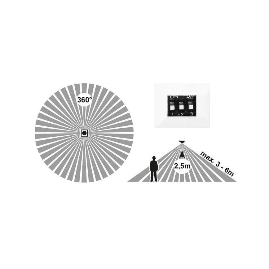 Spot encastrable à intensité variable avec détecteur LEXA LED/6/12/18W/230V 3000/4000/6000K d. 22,5 cm noir