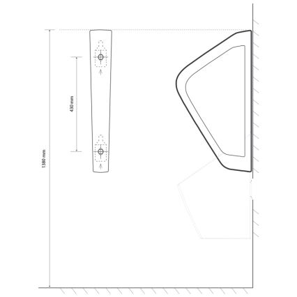 EcoStep 33001 - Paroi de séparation pour urinoir 57,5 x 36 cm céramique/blanc