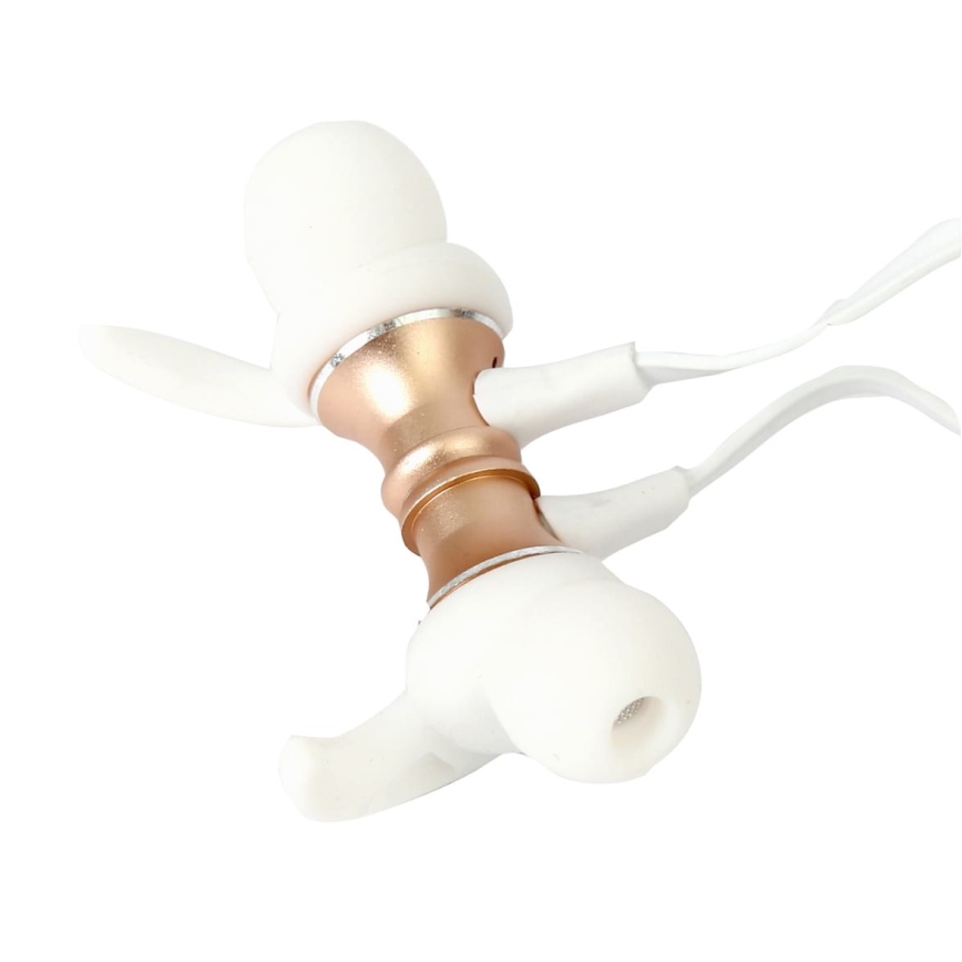 Écouteurs Bluetooth avec microphone et lecteur MicroSD 80 mAh blanc/or