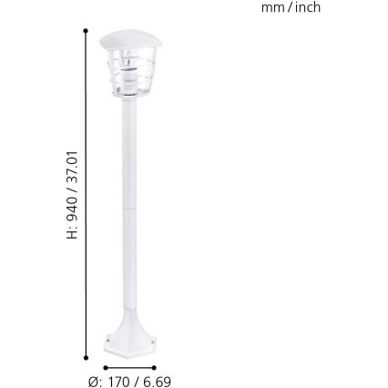 Eglo 18799 - Lampe d'extérieur ALORIA 1xE27/60W/230V IP44 blanche