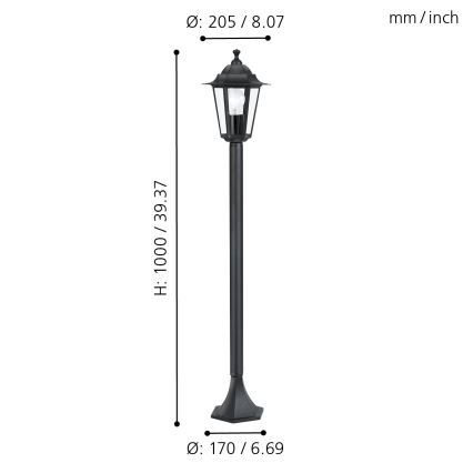 Eglo - Lampadaire extérieur 1xE27/60W/230V