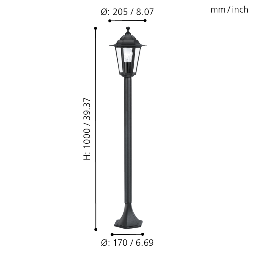 Eglo - Lampadaire extérieur 1xE27/60W/230V
