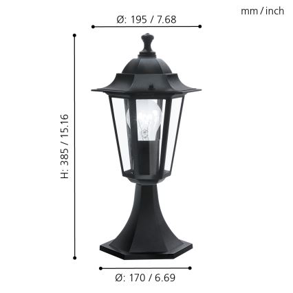 Eglo - Lampadaire extérieur 1xE27/60W noir IP44