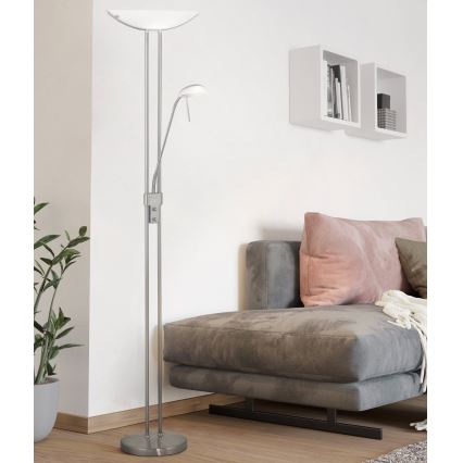Eglo 25869 - Lampadaire dimmable BAYA 1xR7s/230W/230V + 1xG9/33W chrome mat