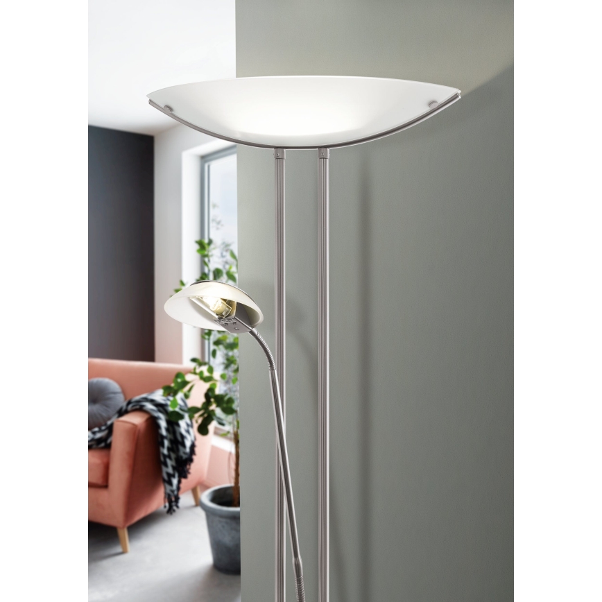 Eglo 25869 - Lampadaire dimmable BAYA 1xR7s/230W/230V + 1xG9/33W chrome mat