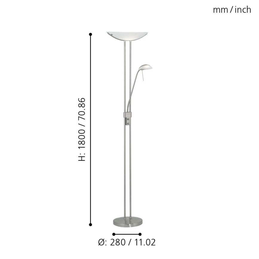 Eglo 25869 - Lampadaire dimmable BAYA 1xR7s/230W/230V + 1xG9/33W chrome mat