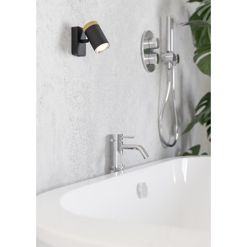 Eglo - Applique murale spot pour salle de bains 1xGU10/3W/230V IP44 noir/beige