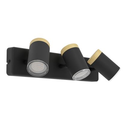 Eglo - Spot de salle de bains 3xGU10/3W/230V IP44 noir/beige