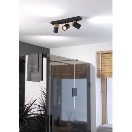 Eglo - Spot de salle de bains 3xGU10/3W/230V IP44 noir/beige