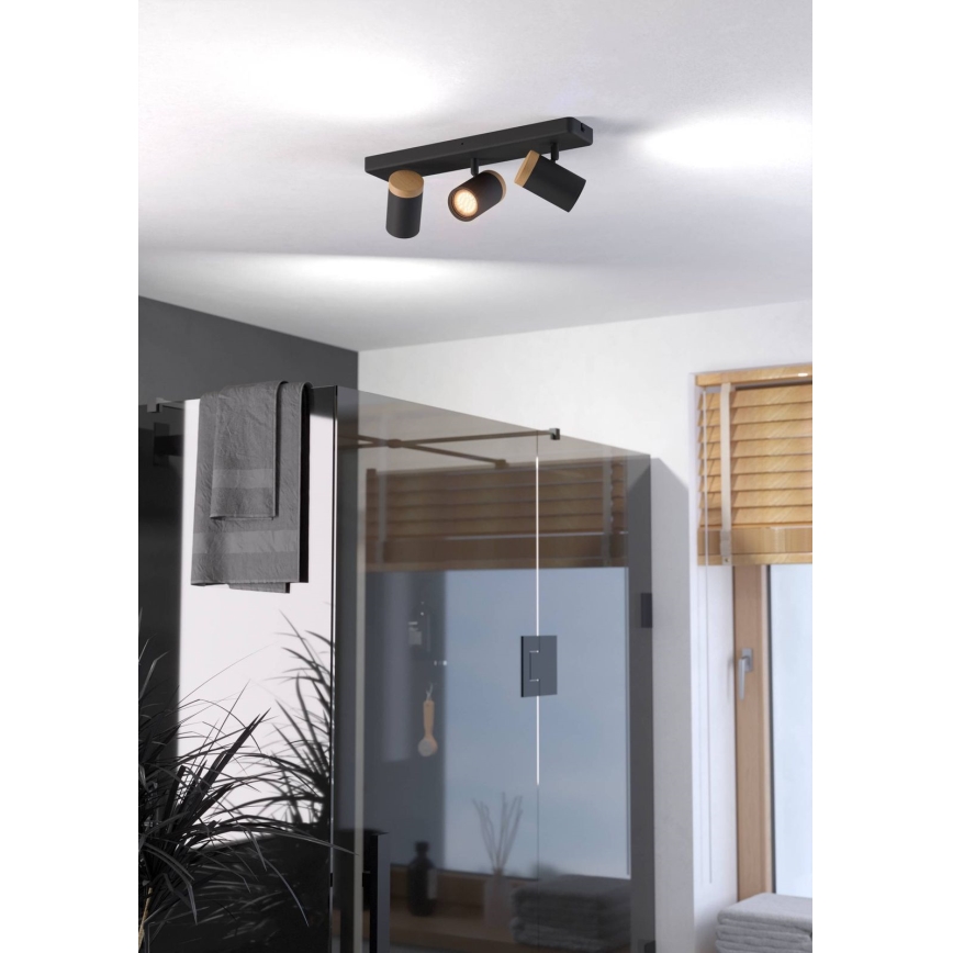 Eglo - Spot de salle de bains 3xGU10/3W/230V IP44 noir/beige