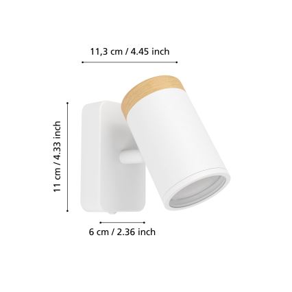 Eglo - Applique murale spot pour salle de bains 1xGU10/3W/230V IP44 blanc/beige