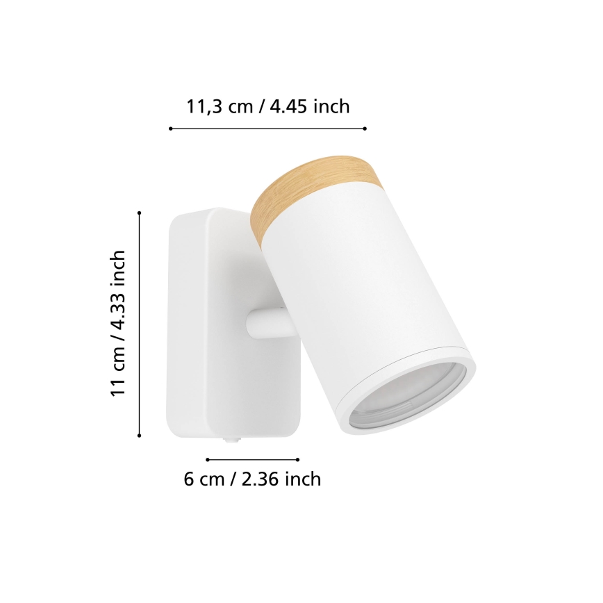 Eglo - Applique murale spot pour salle de bains 1xGU10/3W/230V IP44 blanc/beige