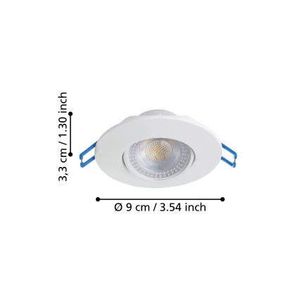 Eglo - Lot de 10 spots encastrables LED, 4,9 W, 230 V, 2700/4000/6500 K, Ø 9 cm, blanc