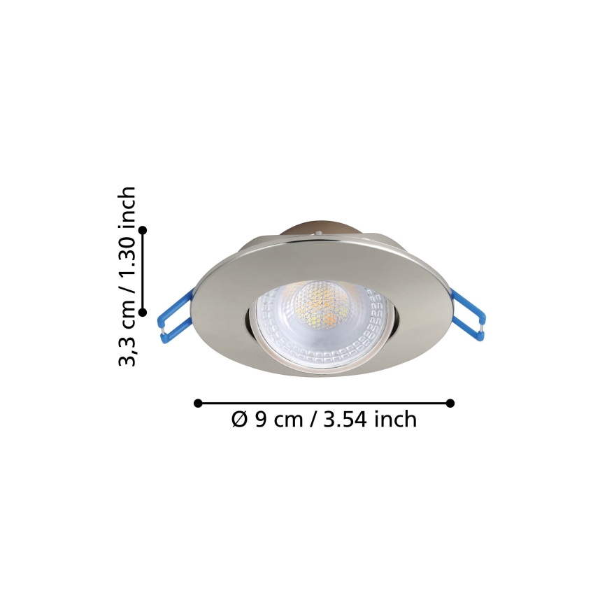 Eglo - Lot de 7 luminaires encastrés LED 4,9 W, 230 V, 2700/4000/6500 K, Ø 9 cm, chrome mat