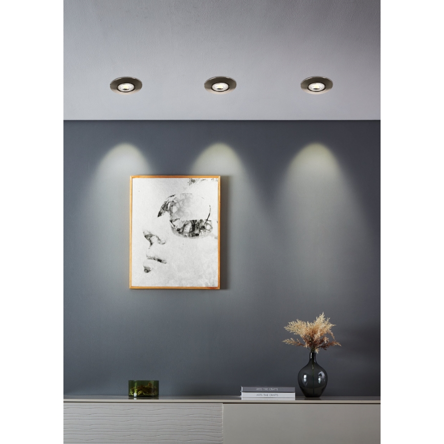 Eglo - Lot de 10 spots encastrables LED/4,9W/230V 2700/4000/6500K Ø 9 cm chrome mat