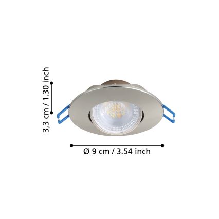 Eglo - Lot de 10 spots encastrables LED/4,9W/230V 2700/4000/6500K Ø 9 cm chrome mat