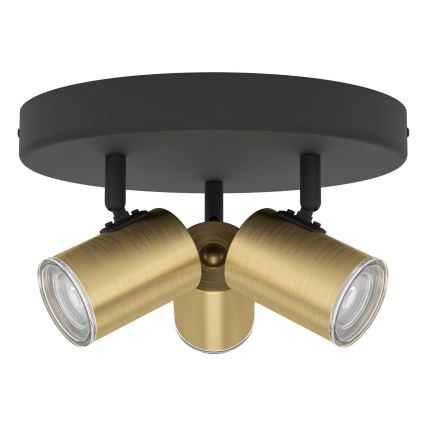 Eglo - Plafonnier à spots pour salle de bains 3xGU10/5W/230V Ø 25 cm IP44 noir/doré