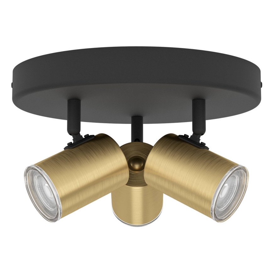 Eglo - Plafonnier à spots pour salle de bains 3xGU10/5W/230V Ø 25 cm IP44 noir/doré