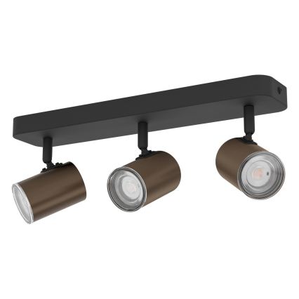 Eglo - Spot pour salle de bains 3x GU10/5W/230V IP44 noir/marron