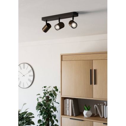 Eglo - Spot pour salle de bains 3x GU10/5W/230V IP44 noir/marron