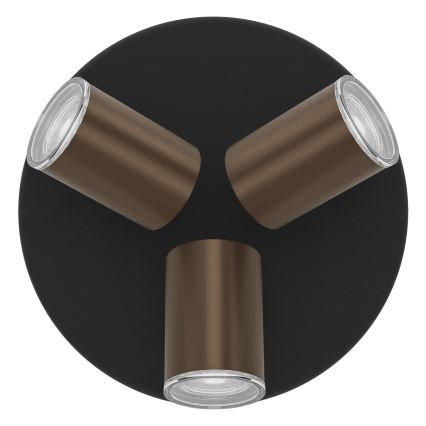Eglo - Spot de salle de bains 3xGU10/5W/230V Ø25 cm IP44 noir/marron