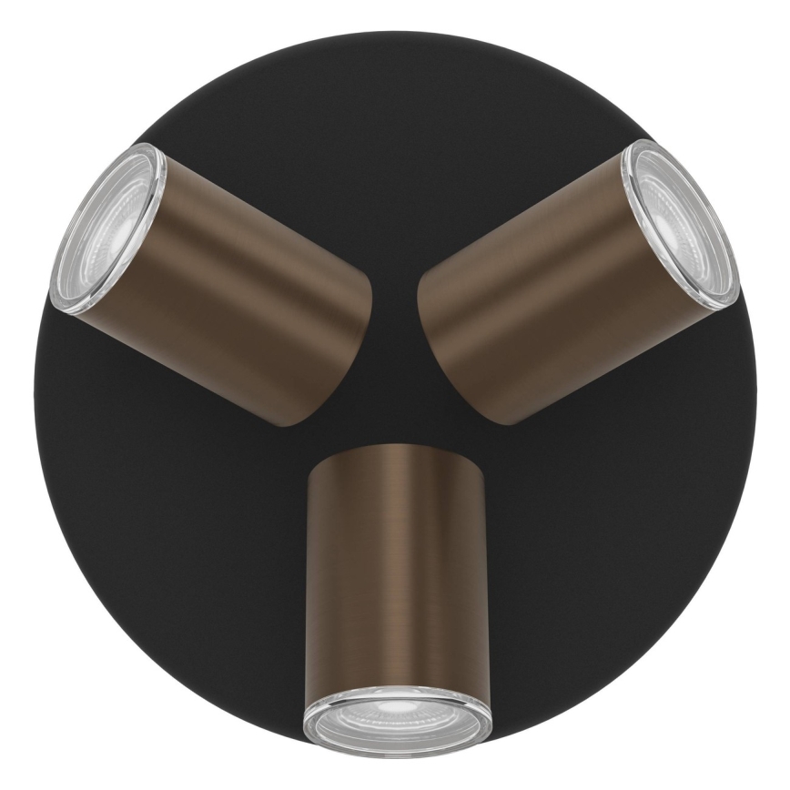 Eglo - Spot de salle de bains 3xGU10/5W/230V Ø25 cm IP44 noir/marron