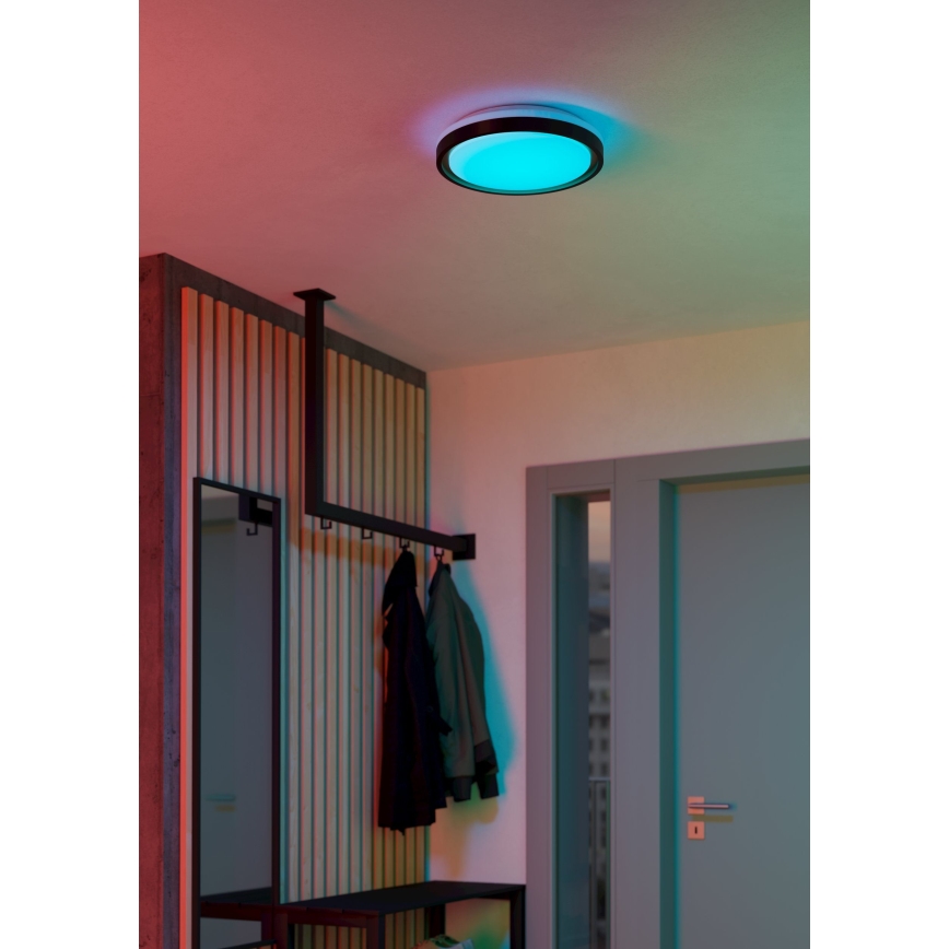 Eglo 300684 - Plafonnier LED RGBW dimmable MALERAMARA-Z LED/14W/230V 2700-6500K Ø 35,7 cm noir/doré + télécommande