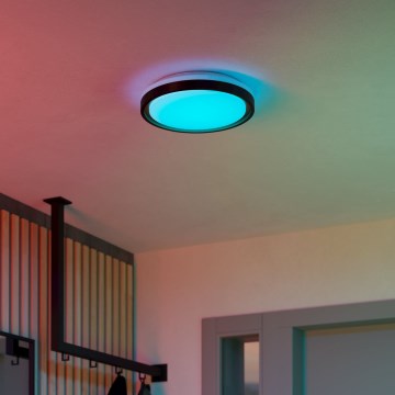 Eglo 300684 - Plafonnier LED RGBW dimmable MALERAMARA-Z LED/14W/230V 2700-6500K Ø 35,7 cm noir/doré + télécommande