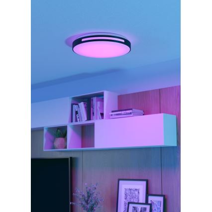 Eglo 300687 - Plafonnier LED RGBW dimmable MONTEGRANARO-Z LED/18,5W/230V 2700-6500K Ø 39,4 cm noir + télécommande