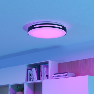 Eglo 300687 - Plafonnier LED RGBW dimmable MONTEGRANARO-Z LED/18,5W/230V 2700-6500K Ø 39,4 cm noir + télécommande