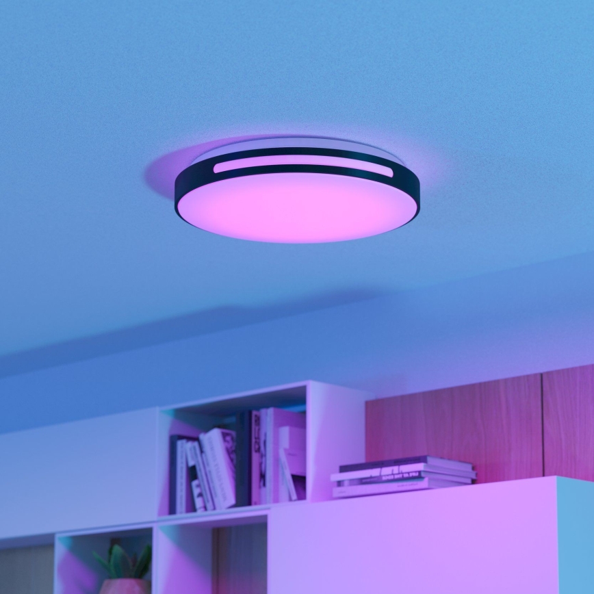 Eglo 300687 - Plafonnier LED RGBW dimmable MONTEGRANARO-Z LED/18,5W/230V 2700-6500K Ø 39,4 cm noir + télécommande