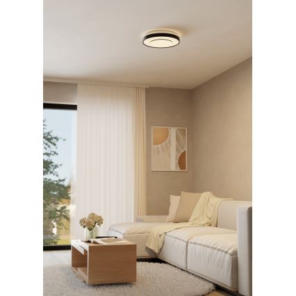 Eglo 300688 - Plafonnier LED RGBW dimmable MONTERIGGIONI-Z LED/18,5W/230V 2700-6500K Ø 38,4 cm noir + télécommande