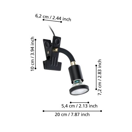 Eglo - Lampe LED à pince 1xGU10/4,5W/230V noire