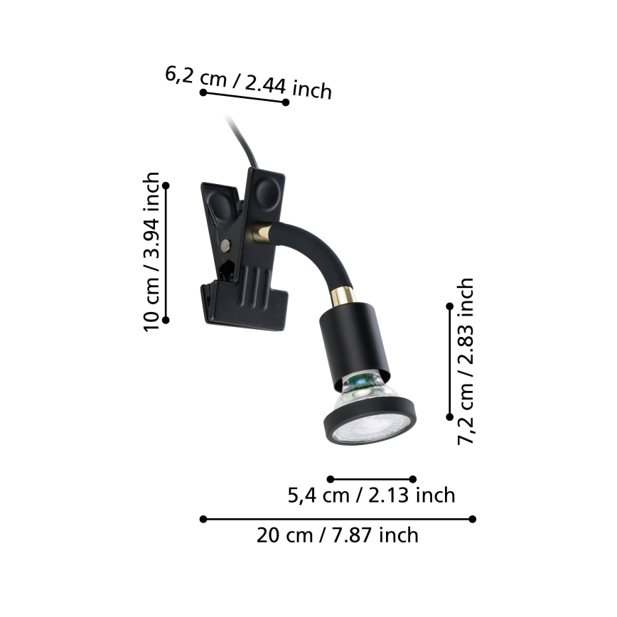 Eglo - Lampe LED à pince 1xGU10/4,5W/230V noire