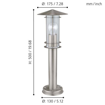 Eglo - Lampadaire extérieur 1xE27/60W/230V IP44