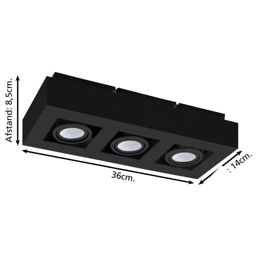 Eglo 31064 - Spot LED MENDOZA 3xLED/4,7W/230V 3000K noir