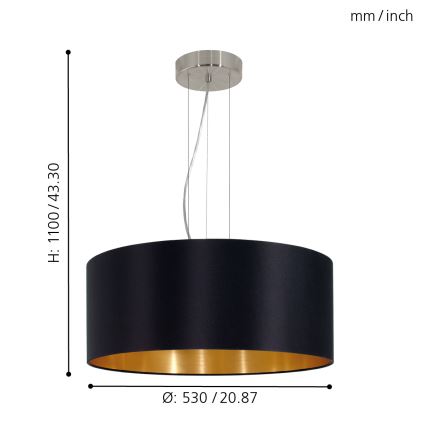 Eglo - Suspension filaire 3xE27/60W/230V