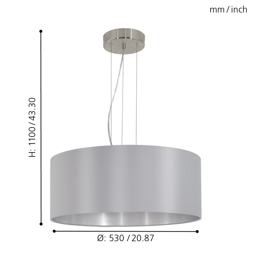 Eglo 31606 - Suspension sur câble MASERLO 3xE27/60W/230V