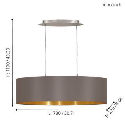 Eglo - Suspension filaire 2xE27/60W/230V