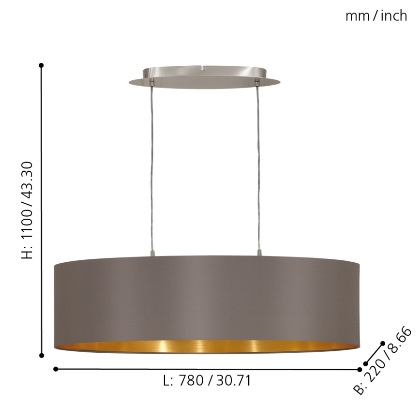 Eglo - Suspension filaire 2xE27/60W/230V