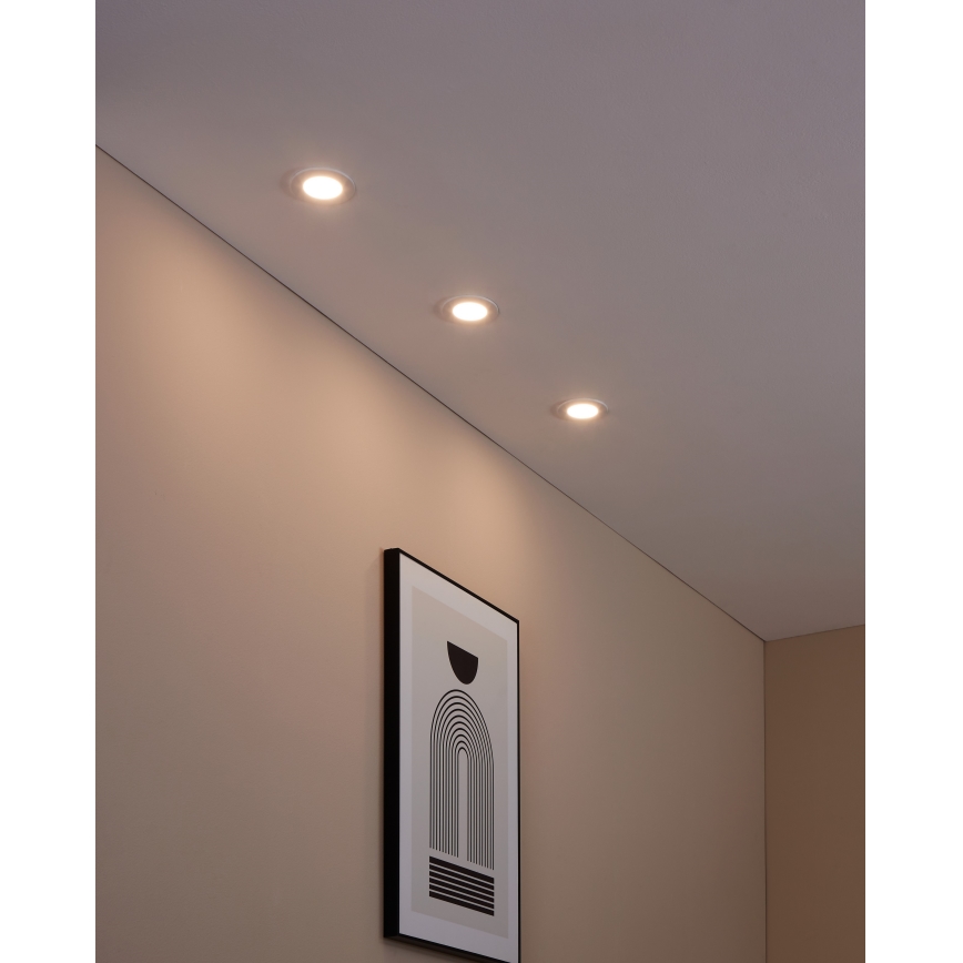 Eglo 31741 - Lot de 3 spots encastrés LED dimmables pour salle de bains FUEVA-Z LED/2,8W/230V 2700-6500K IP44 blanc Ø 8,5 cm