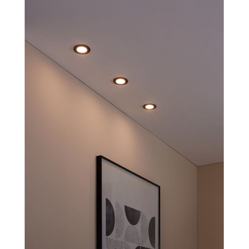 Eglo 31743 - Lot de 3 spots encastrés LED dimmables pour salle de bains FUEVA-Z LED/2,8W/230V 2700-6500 K IP44 noir Ø 8,5 cm