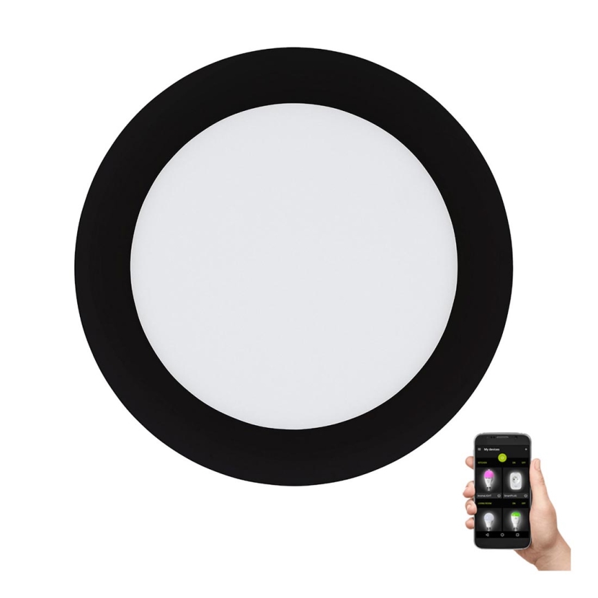 Eglo 31744 - Plafonnier encastré LED dimmable pour salle de bains FUEVA-Z LED/10,5W/230V 2700-6500K IP44 noir Ø 16,5 cm