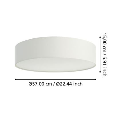 Eglo 31766 - Plafonnier LED RGBW dimmable ROMAO-Z LED/35W/230V 2700-6500K Ø 57 cm blanc